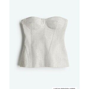 H & M Edition Light Heathered Grey Boned Bodice Bustier Top L